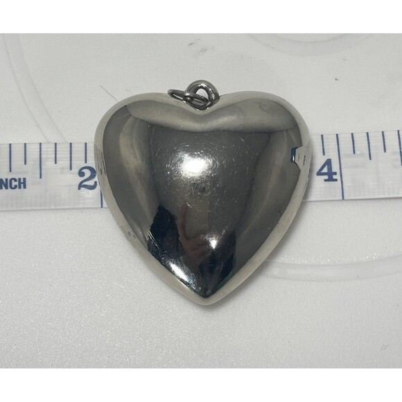 Jewelry - Silver Tone Puffy Heart Pendant Large Polished Estate Jewelry Charm